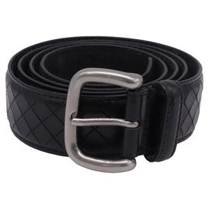 Bottega Veneta Intrecciato Belt in Black Leather